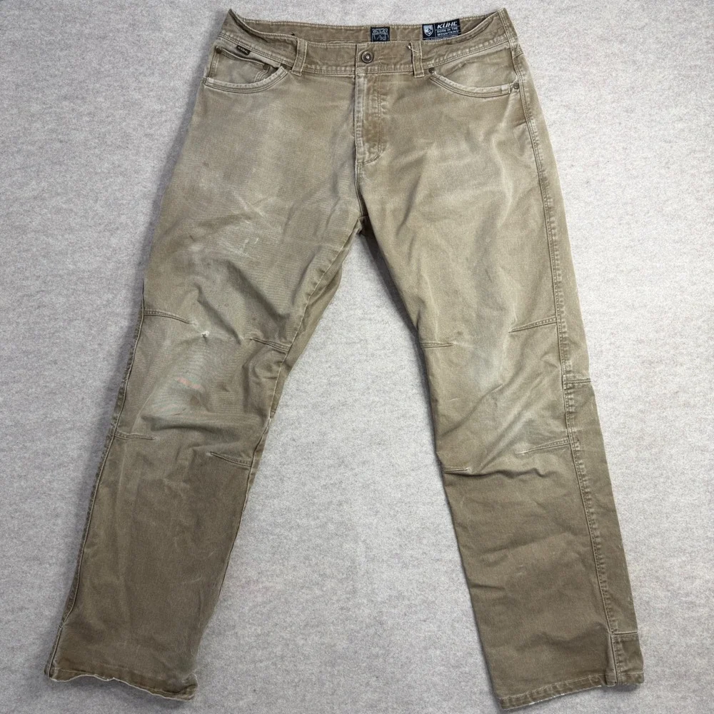 Kuhl Rydr Pants Mens 36x32 Khaki Tan Articulated Work Hiking Outdoor RN108846